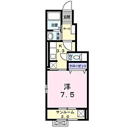 サンフィオーレA 1Kの間取図画像