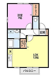 ロイヤルガーデン南城C 1LDKの間取図画像