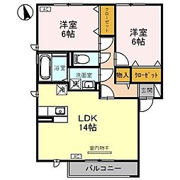 プルーリオンS 2LDKの間取図画像
