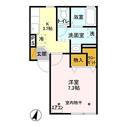 グラン・デ・コートB 1Kの間取図画像