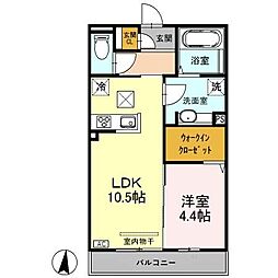 スカイテラス石橋 1LDKの間取図画像