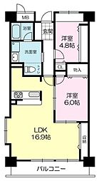 エクセレントコート八尾駅前 2LDKの間取図画像