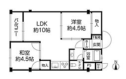 夙川第3コーポラス 2LDKの間取図画像