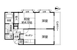 ライオンズマンション王子公園第5 3Kの間取図画像