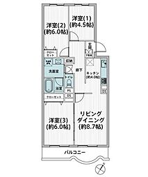 永田台ハイツ 3LDKの間取図画像