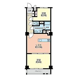 南林間リバゲイン 2LDKの間取図画像