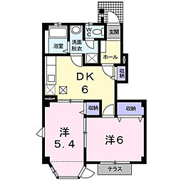 サンライズヒル 2DKの間取図画像