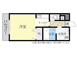 クレスト万田 ワンルームの間取図画像