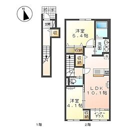 リアン鶴崎 2LDKの間取図画像