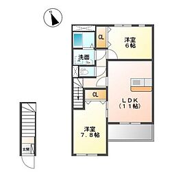 エクセルハイツ 1LDKの間取図画像
