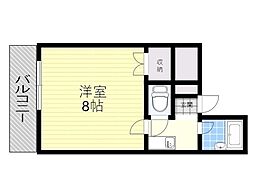 ルネ大在 1Kの間取図画像