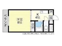 サニーコーポアゼツ 1Kの間取図画像