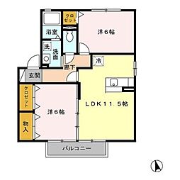 ナチュール北A 2LDKの間取図画像