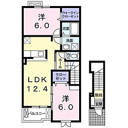 プリンセスフィールズ 2LDKの間取図画像