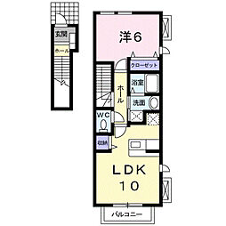 ブロッサムズ汐見 1LDKの間取図画像