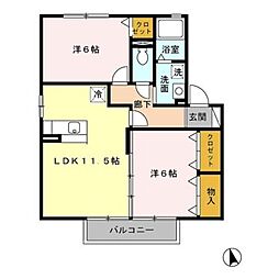 ナチュール北C 2LDKの間取図画像