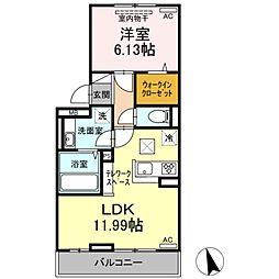 マッセル大在 1LDKの間取図画像
