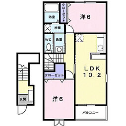 プロムナード1 2LDKの間取図画像