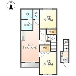 コンフォール皆春 2LDKの間取図画像