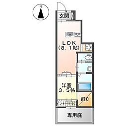 グレーシア皆春 1LDKの間取図画像