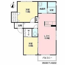 ビラ産島壱番館 2LDKの間取図画像
