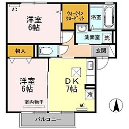 セジュール・王ノ瀬 2DKの間取図画像