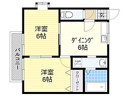フォーブル安部3 2DKの間取図画像