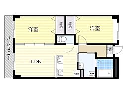 紺屋スカイマンション壱番館 2LDKの間取図画像