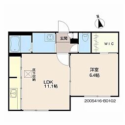 カーサ森弐番館 1LDKの間取図画像