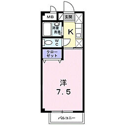 ヴェルジュ・マ・メゾン 1Kの間取図画像