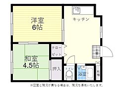 レインボー森町 2DKの間取図画像