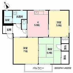 アイエス猪野A 3Kの間取図画像