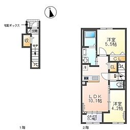 ヒルズ スペース 2LDKの間取図画像