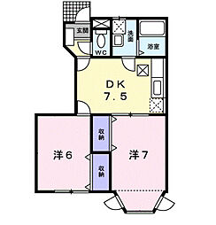 WinsKea-LaniB 2DKの間取図画像