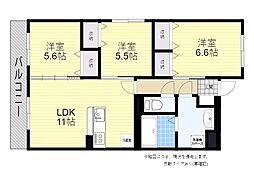 エクレール3 3LDKの間取図画像