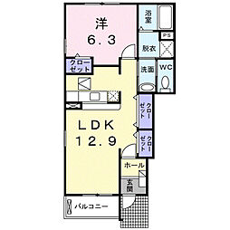 サンリット2 1LDKの間取図画像
