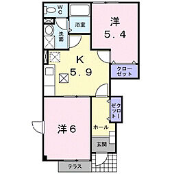 サンハイムJ.F 2DKの間取図画像