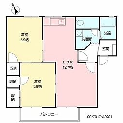 サンコート松岡 2LDKの間取図画像