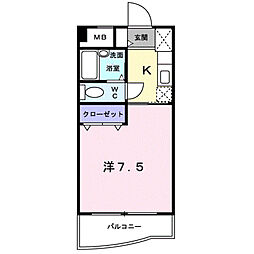 エスポワールさとう 1Kの間取図画像