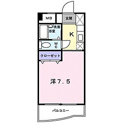 エスポワールさとう 1Kの間取図画像