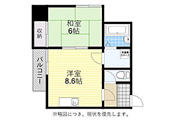 トレビアンビル 1DKの間取図画像