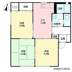 カントリーヴァレー1 3DKの間取図画像