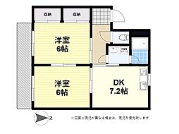 ハイツ山本 2DKの間取図画像