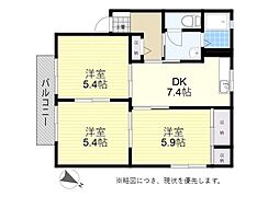 サニーコート豊饒C 3DKの間取図画像