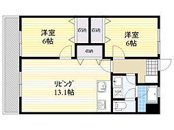 日生第5マンション 2LDKの間取図画像
