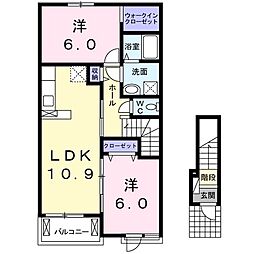 サニーブライト 2LDKの間取図画像