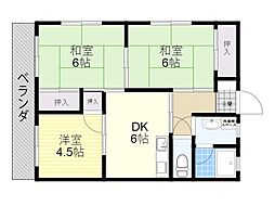 コーポ野崎 3DKの間取図画像