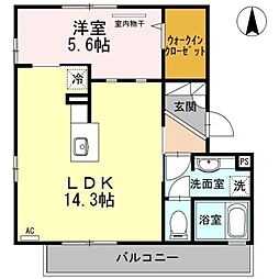 セジュール山野草 1LDKの間取図画像