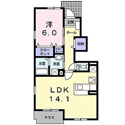 ウエストキャッスルB 1LDKの間取図画像