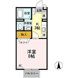 ユニティコートM 1Kの間取図画像